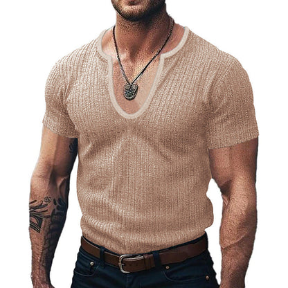 Herren Pulli Kurzarm V-Ausschnitt Modern Casual