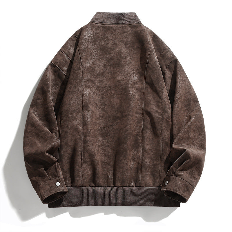 Herren Lederjacke Modisch mit Innenfutter Schwarz
