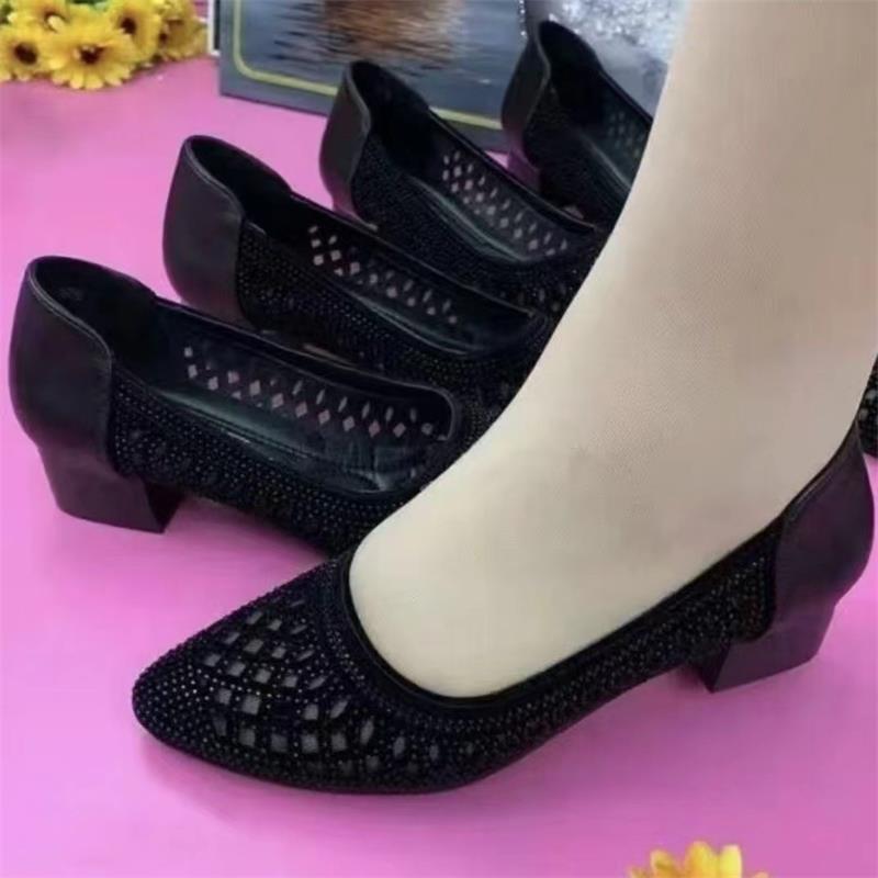 Damen Ballerinas mit Strass und Komfortabsatz Elegant