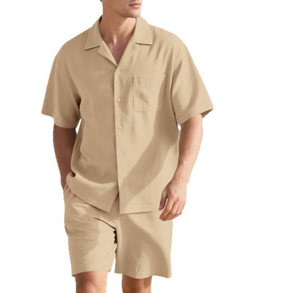 Herren Strandanzug Kurzarm Hemd Shorts Sommer