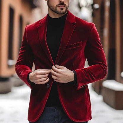 Eleganter Herren Samt Blazer Moderner Schnitt schwarz