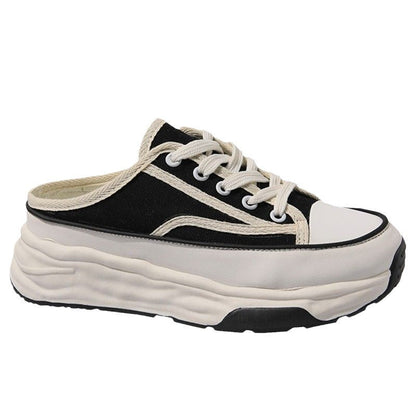 Damen Sneaker Plateau Schuhe mit dicken Sohlen und Kontraststreifen