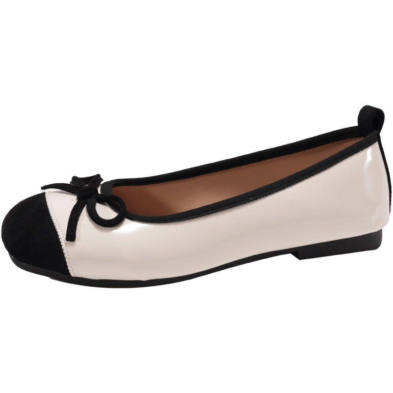 Damen Ballerinas Elegante Schleife Glanzleder Schuhe