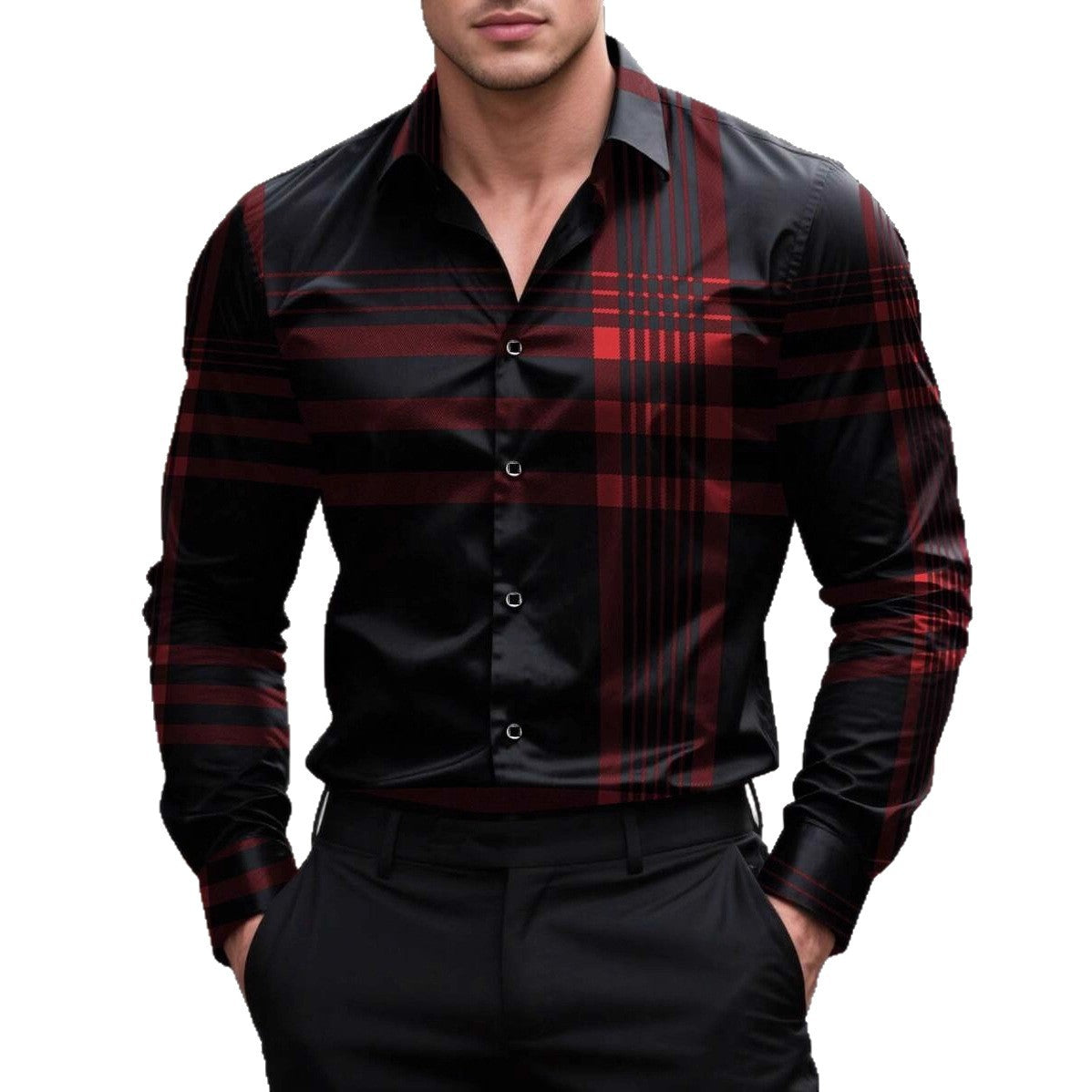 Herren Karo Hemd Langarm Modern Berlin Style