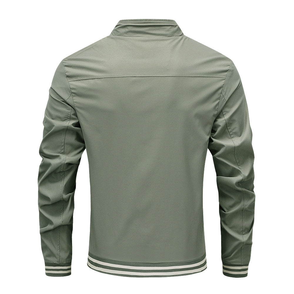 Herren Übergangsjacke Sportlich Streifen Kragen Modern