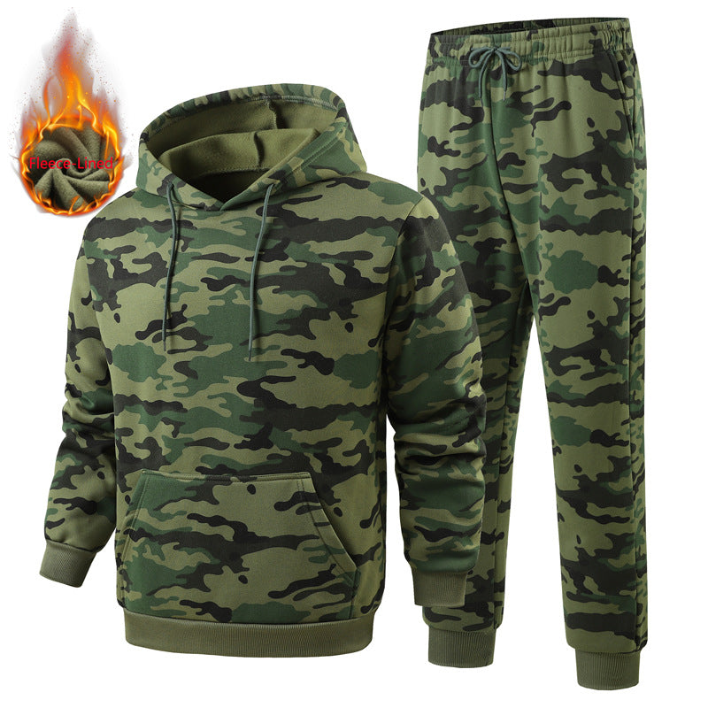 Herren Camouflage Trainingsanzug Fleece Gefüttert Sportlich - BerlinGlamour