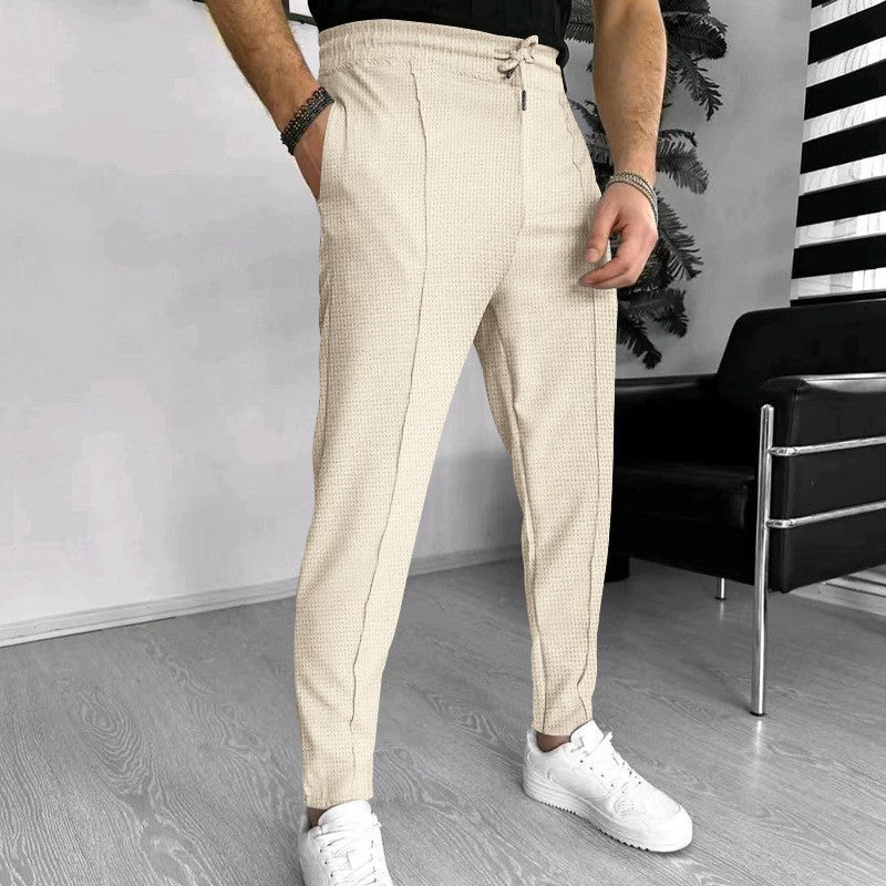 Herren Hose Modern Elastisch Strukturiert Hochbund
