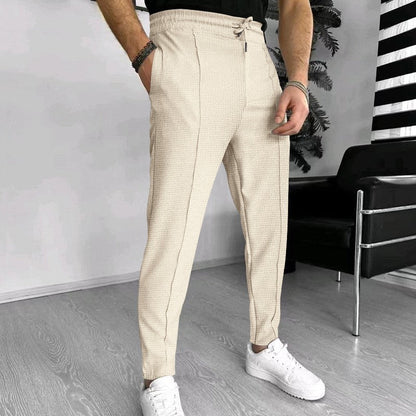 Herren Hose Modern Elastisch Strukturiert Hochbund