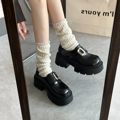 Damen Schnürschuhe Chunky mit Schnallen Modisch Damen Schuhe