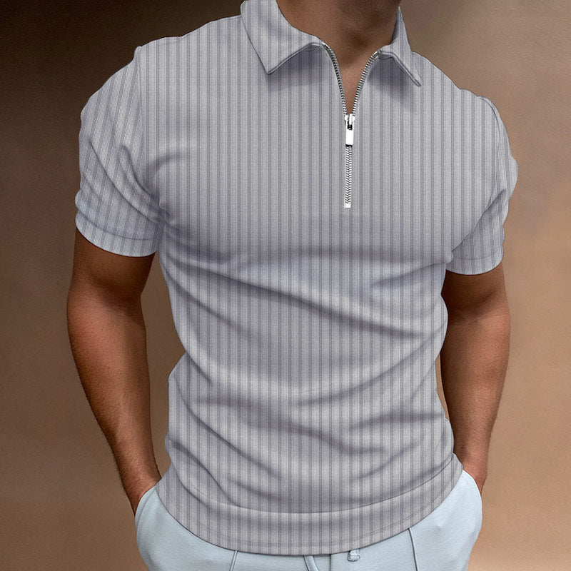 Herren Polo Shirt Kurzarm Reißverschluss Kragen Modern
