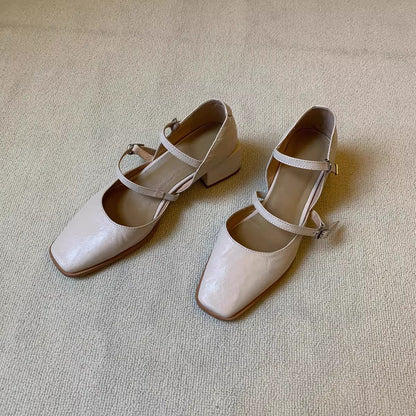 Damen Slingback Ballerinas Elegante Lederschuhe Verstellbar