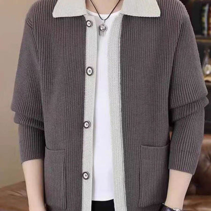 Herren Strickjacke Modern Button Up Design Schwarz