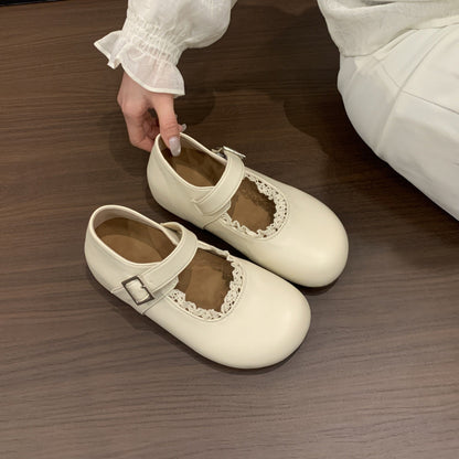 Elegante Damen Schuhe mit Schnalle Spitze und Dekoration