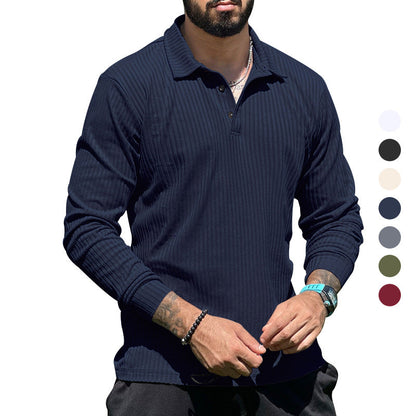 Herren Strickpullover Lang Knopfleiste Strukturiert Modern