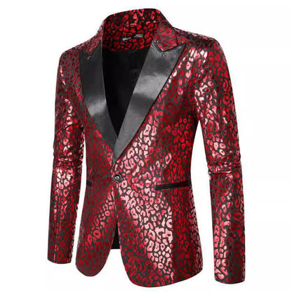 Herren Blazer Leopardenmuster Elegant Modern - BerlinGlamour