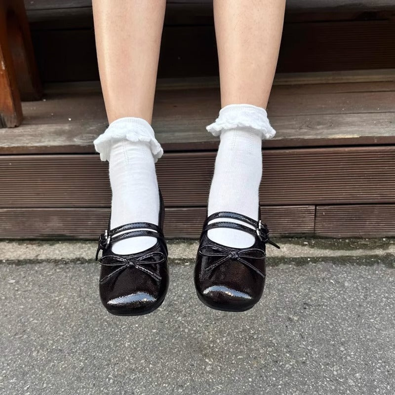 Damen Ballerinas Elegant Schleifen Design Verstellbar
