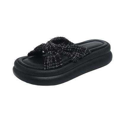 Damen Slippers Bequem mit Schleife Modern Frauen Schuhe