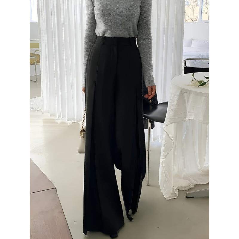 Elegante Damen Hose Weit Falten Hochwertig