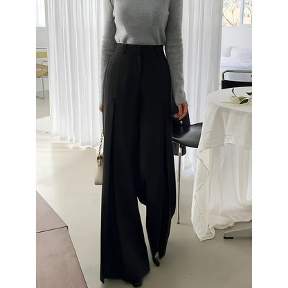 Elegante Damen Hose Weit Falten Hochwertig