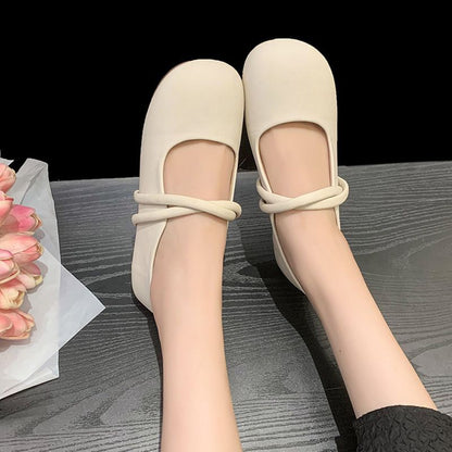 Ballerinas Damen Bequem Riemchen Schuhe Modisch