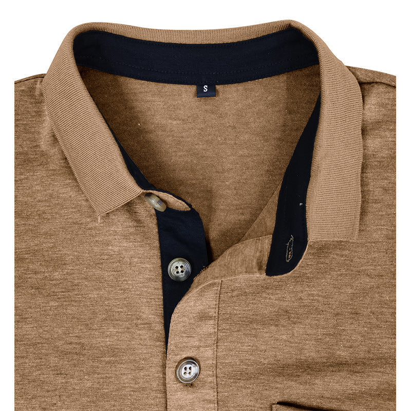 Herren Polo-Shirt Modern Kragen Brusttasche Slim Fit