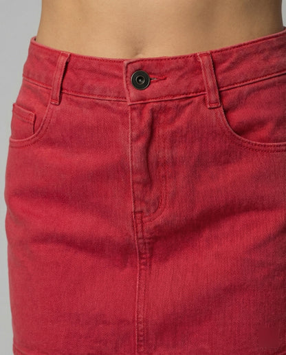 Retro Minirock Denim Gerade Schnitt Baumwolle Damenrock