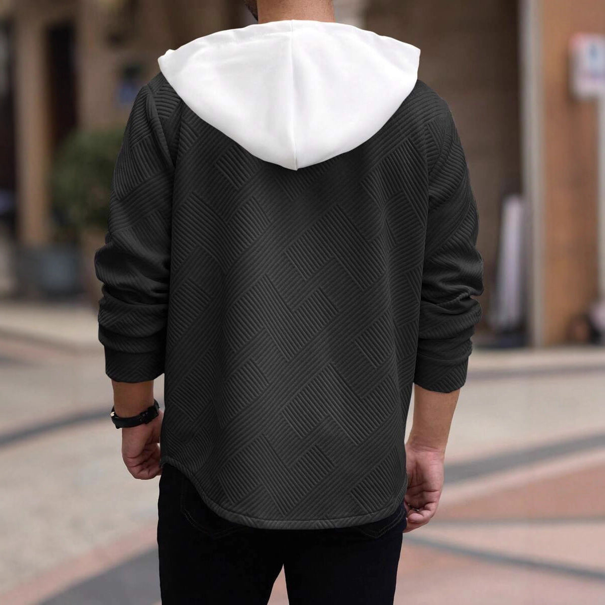Herren Outdoor-Jacke lässig mit Kapuze und Muster
