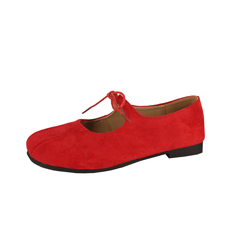 Damen Ballerinas Elegante Schleifen Wildleder