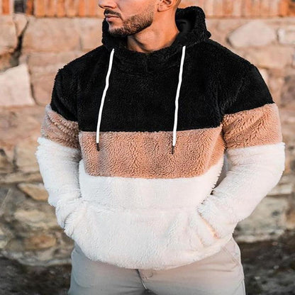 Herren Fleece Hoodie Modern Farbblock Design Kuschelig
