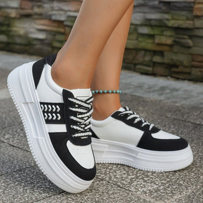Damen Plateau Sneaker Hoch mit Schnürsenkel und Weichem Innenfutter