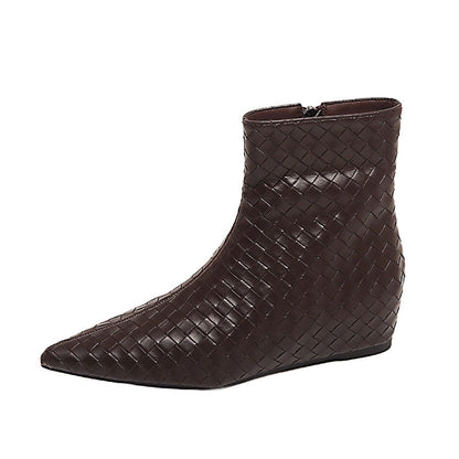 Damen Stiefel Ankle Boots Keilsohle Geflochten Elegant