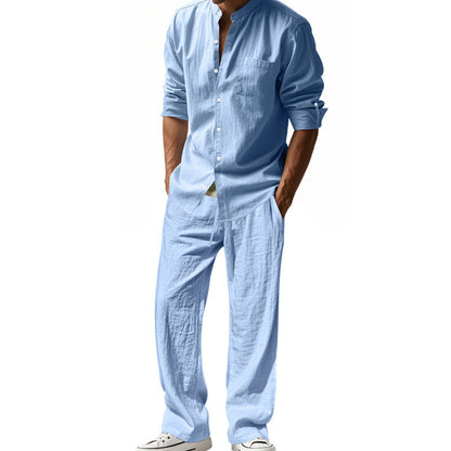 Herren Leinenanzug Set Modern mit Taschen und Details