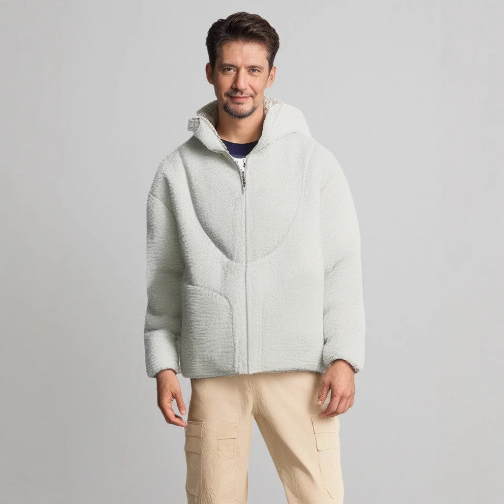 Herren Teddyjacke Warm Mit Kontrastnähten Elegant