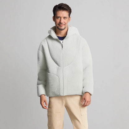 Herren Teddyjacke Warm Mit Kontrastnähten Elegant
