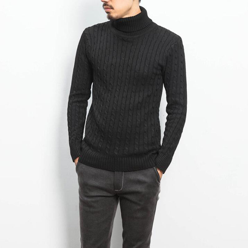 Herren Rollkragenpullover Zopfmuster Weich Komfortabel