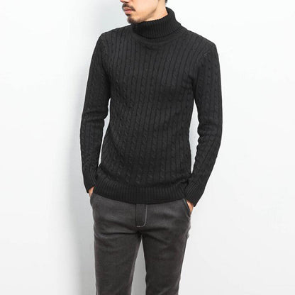 Herren Rollkragenpullover Zopfmuster Weich Komfortabel