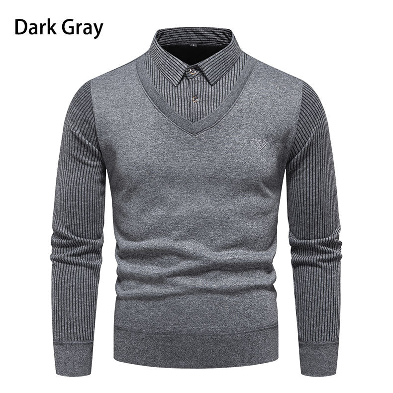 Herren Pullover V-Ausschnitt Modern mit Kragen