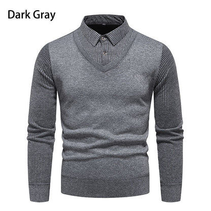Herren Pullover V-Ausschnitt Modern mit Kragen