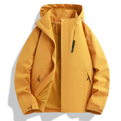 Herren Funktionsjacke Wetterfest mit Verstellbarem Kapuzen-Kragen - BerlinGlamour