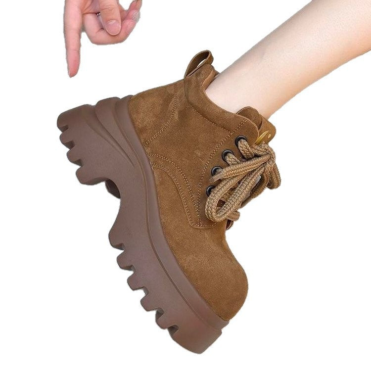 Damen Stiefel Chunky Boots Hoch mit Schnürverschluss Robust