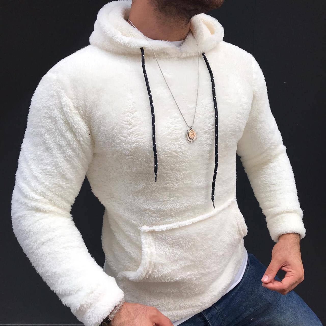 Herren Fleece Hoodie Warm Bequem Großstadtstyle