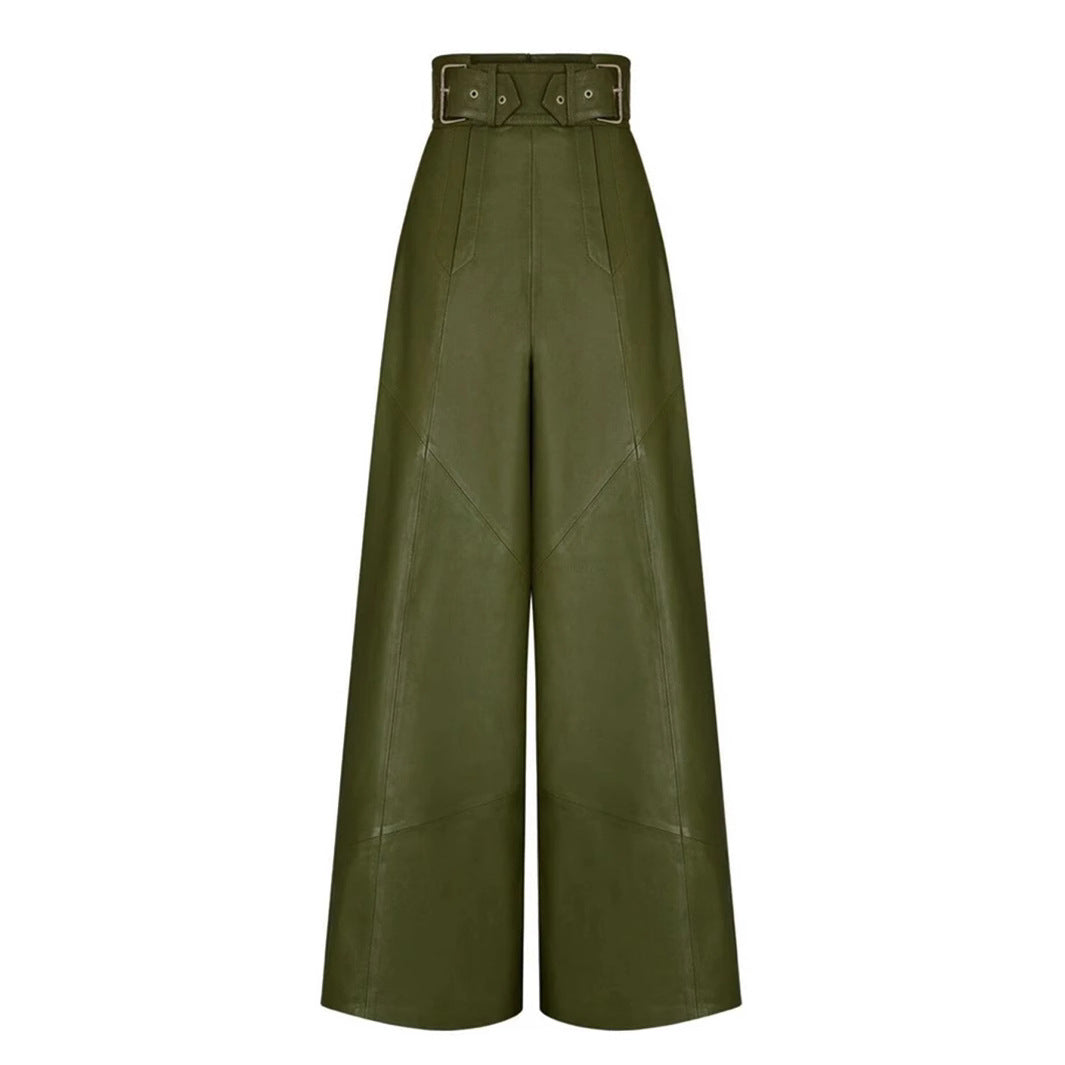 Elegante Damen Lederhosen Hochwertig mit Plisierdetails
