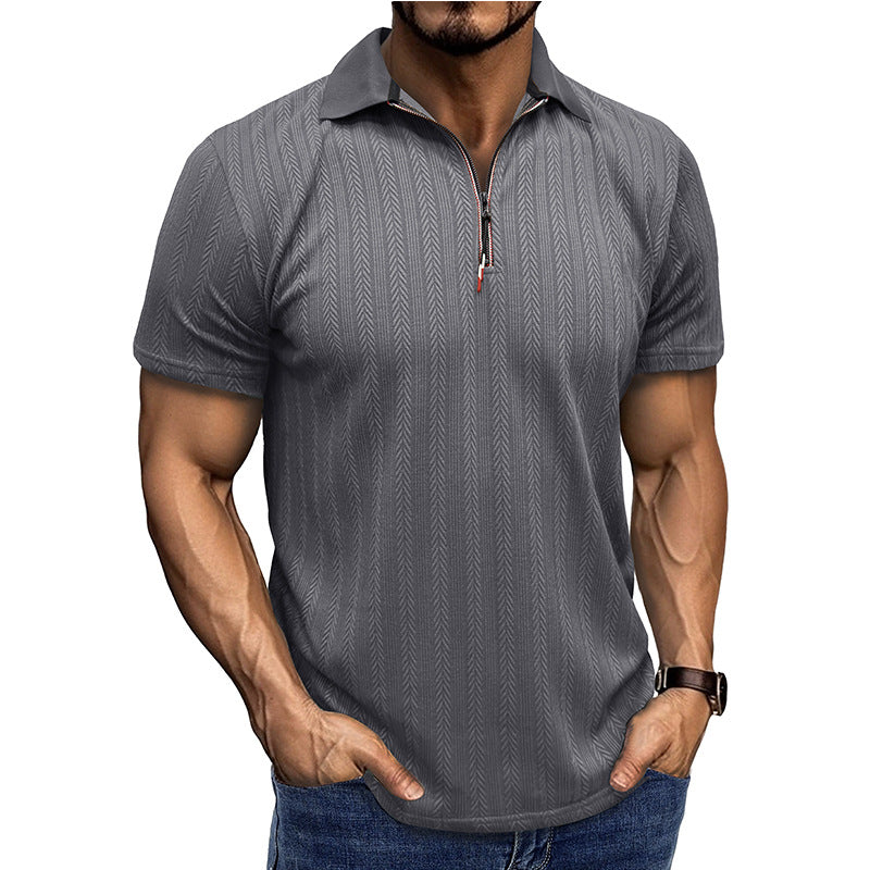 Herren Poloshirt Modern Zippverschluss Slim Fit
