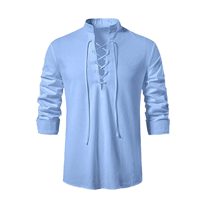Herren Langarmshirt Modern Stehkragen Lässig Elegant