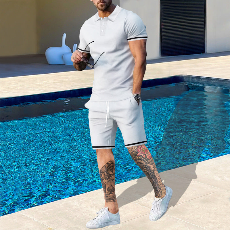 Herren Sportset Poloshirt Shorts Modern Sommer