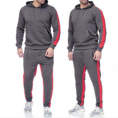 Herren Sportanzug Kapuzenjacke Jogginghose Kontraststreifen