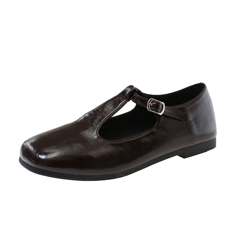Damen Ballerina Schuhe Bequem Schnallenverschluss Komfort Innensohle