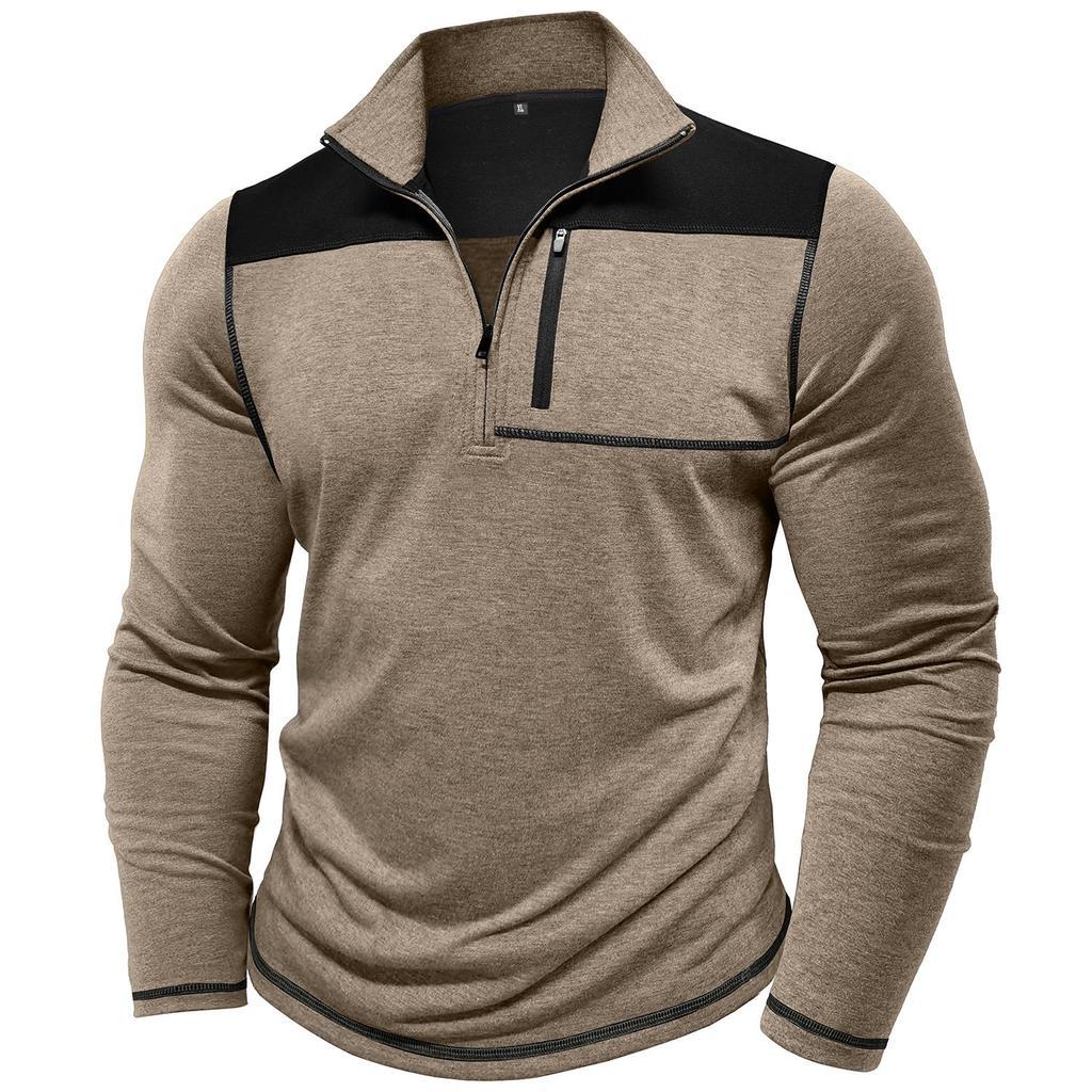 Herren Pullover Sportlich Half-Zip mit Brusttasche Modern