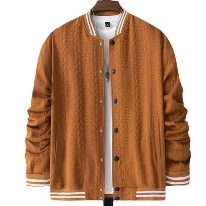 Herren Strickjacke Modern Lässig Hochkragen Druckknopf