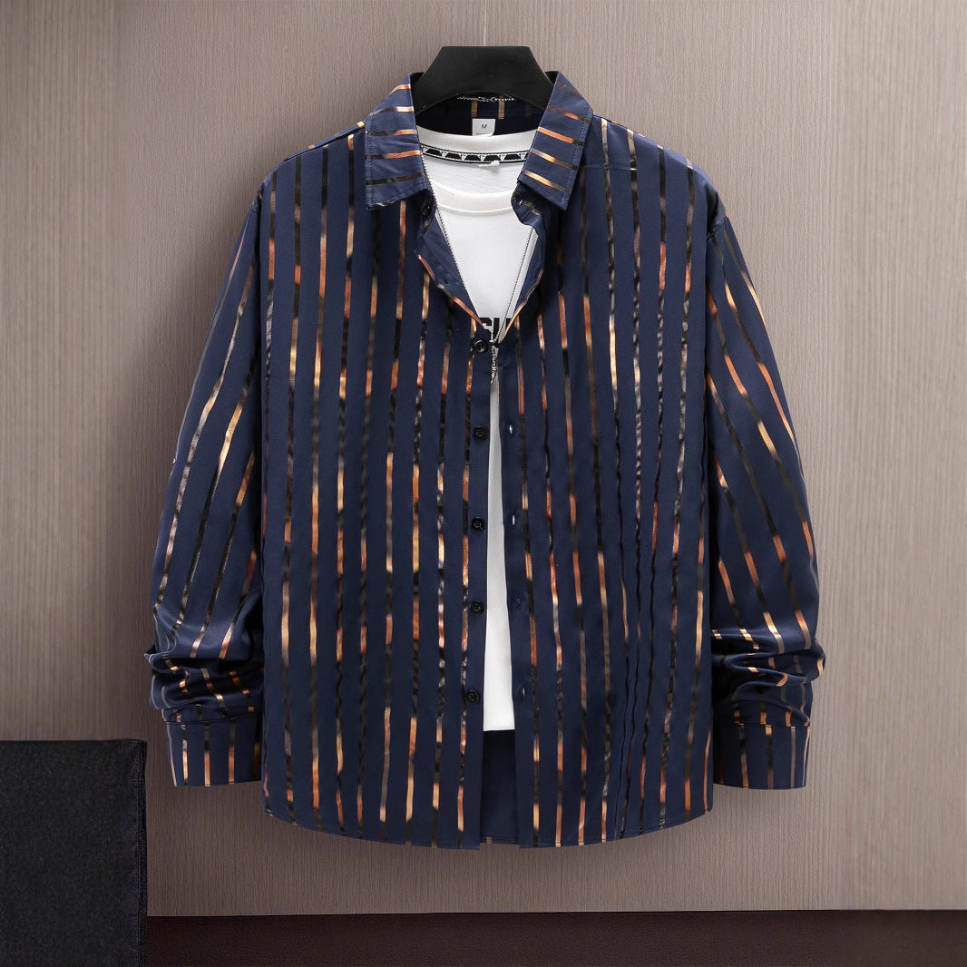 Herren Hemd Slim Fit Streifen Button Down Modern